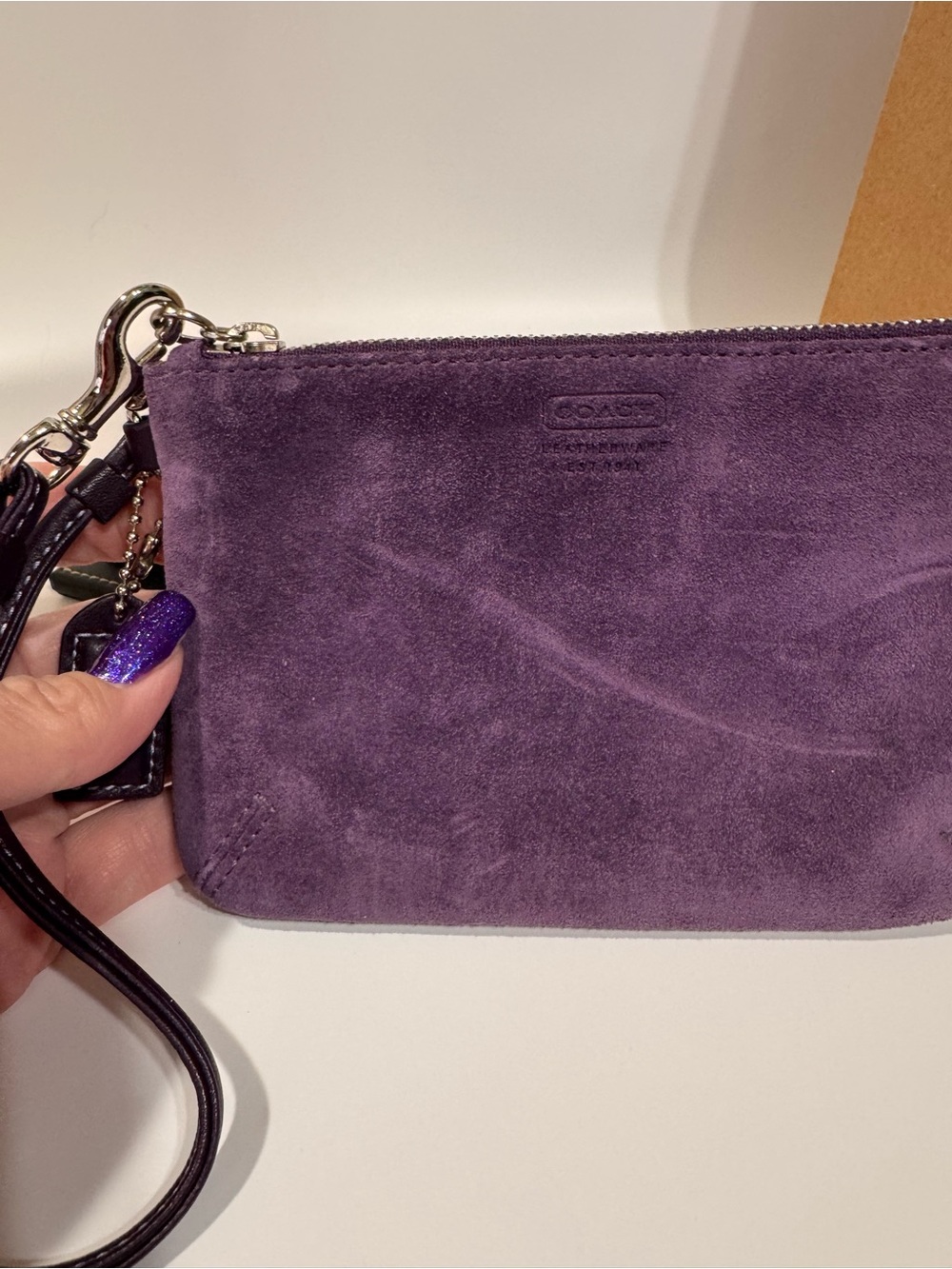 Coach Purple Suede & Metallic Patchwork Wristlet Duo - Picture 13 of 16